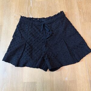 J.Crew Black Eyelet Pull On Shorts Size 6 Lined Summer